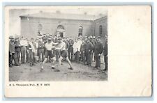 c1905 Fort Slocum Soldier Boxing Match Friendly Bout Fighting Military Postcard picture