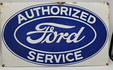 Vintage Rustic Distressed Authorized Ford Service Porcelain Metal Sign picture