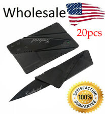 20 PACK Credit Card Folding Knife Black Wallet Sharp Thin Knives Hunting Camping picture