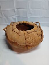 Handwoven Vintage Palm Frond Fiber and Vine Basket Native Polynesia picture