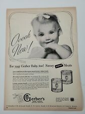 1948 Gerber's baby foods savory meats beef veal cute girl vintage ad picture