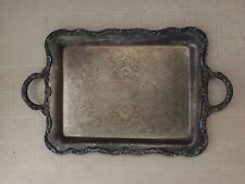 Vintage / Antique 1900s Ornate Silver Plated Engraved Floral Serving Tray 22.5