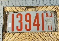 1911 New Jersey New York Porcelain License Plate REVERSIBLE STERN CONSIGNMENT picture