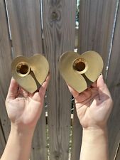 vintage brass heart shaped candle holder picture