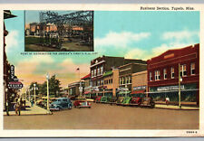 Tupelo MS Postcard Mississippi Business Section Street View Main St Old Cars picture