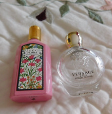 Lot of 2 EMPTY Mini Glass Versace Eros & Gucci Flora Perfume Tiny Bottles picture