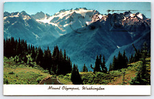 Mount Olympus WA-Washington, Mountains Landscape Trees Snow, Vintage Postcard picture