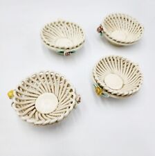Vintage Set 4 Levante Lattice Baskets Pink Yellow Flower Made In Italy Porcelain picture