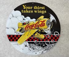 Ande Rooney Signs Coca-Cola Gee Bee Your Thirst Takes Wings Embossed Tin Sign  picture