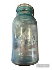 Vintage Aqua Blue Amazon Swift Seal Two Quart Size Jar picture