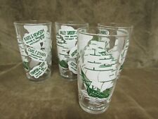 Vintage El Paso Texas Decorated Glass Tumbler Lot of 4 Advertising Green White picture