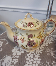 Vintage Zsolnay Hungary Pécs Flowers & Butterflies Hand Painted TEAPOT picture