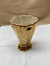 22 Carat Gold Plated Decorative Vase with Scalloped Edging picture