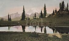 Incredible Miniature Hand Tinted Photo of Mt. Rainier, Washington. C 1910's  picture