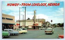 LOVELOCK, NV Nevada ~ STREET SCENE  c1950s Cars  Casino ~Yak Yak Club Postcard picture