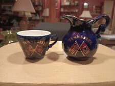 Vintage Tennessee Souvenir Mini Pitcher And Mini Tea cup With Flag Emblems picture