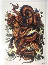 Orange Mythical Fantasy Creature Chinese Dragon 8 Inch Temporary Tattoo picture