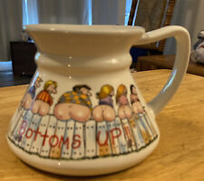 Coffee Mug Cup Humour Bottoms Up No Tip No Spill Flat Bottom Ceramic 1980's 12oz picture