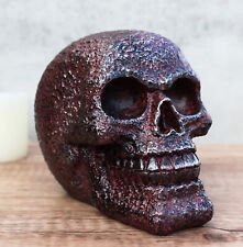 Rustic Corroded Dark Bronze Metallic Finish Skull Resin Figurine Macabre Gothic picture