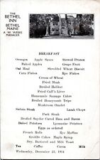1914 Breakfast Menu - The Bethel Inn, Bethel Maine- 4.25 x 7 inches - Blank Back picture