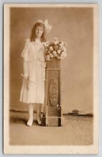 RPPC Paterson NJ Pretty Young Girl Large Hair Bow Tarr Studio Postcard G23 picture