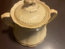 Antique Homer Laughlin Sugar Bowl.  White with Gold Trim picture