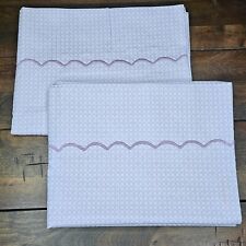 VTG Royal Family Cannon Std Queen Pillowcases Purple Embroidered Percale Diamond picture
