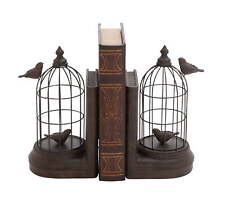 BOOKENDS Metal Black Farmhouse Animals Birdcage Book Ends Set of 2 DECMODE picture