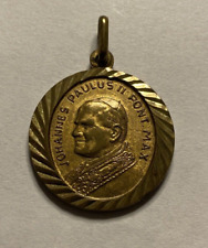 Vintage Johannes Paulus II Pont Max Roma Brass Religious Medallion Pendant C18 picture