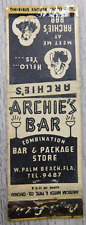 Archies Bar West Palm Beach Florida Vintage Matchbook Cover Ad picture