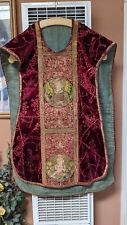 Antique Hand Embroidered Silk and Velvet 16th or 17th Century Chasuble picture
