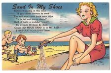 Sand In My Shoes Poem c1951 Florida beach scene, woman and children picture