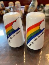 3” Vintage Rainbow Ceramic Salt Pepper Shakers Gay Pride  picture