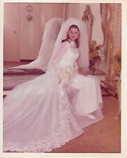 BRIDE Vintage Portrait FOUND WEDDING PHOTOGRAPH Color ORIGINAL 43 42 V picture