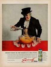 1959 Alcohol Vodka Fruit Punch Smirnoff 1950s Vintage Print Ad Bowl Glasses Red picture