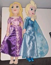 Disney Store Princess RAPUNZEL & ELSA Plush Doll Tangled Frozen 12” Plush Lot picture