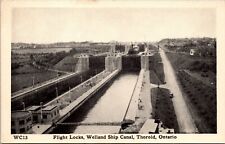 Vtg Thorold Ontario Canada Twin Flight Locks Welland Ship Canal Postcard picture