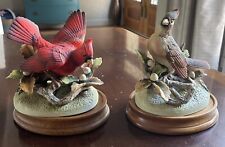 Pair Of Male and Female Cardinal Bird Figurines Andrea By Sadek With Andrea Base picture
