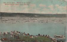 Postcard New London CT Harvard Yale Boat Races Red Top Waiting for Finish 1913 picture