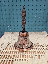Vintage Copper & Black Bell, Hand Engraved, Floral, From Gulistan Turkey  picture