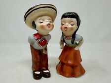 Vintage Ceramic Mexico Mexican Kissing Boy & Girl Figurines 6” JAPAN picture