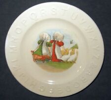 Vintage Smith Phillips Semi Porcelain ABC Plate with Sunbonnet Babies Geese Dog picture