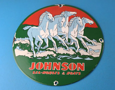 Vintage Johnson Sea-horse Sign - Gas Boat Engines Outboards Porcelain Pump Sign picture