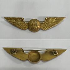 ORIGINAL VINTAGE US AIR MAIL PILOT AVIATOR WINGS PIN ROLLED GOLD picture