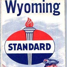 1956 Wyoming Standard Oil Road Map Casper Laramie Parks 1950 Census Gousha DD 4T picture