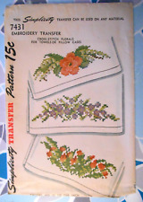 Vintage 1948 Iron-On Transfer Embroidery Pillowcase Cross Stitch Floral Flowers picture