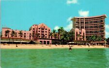 Royal Hawaiian Hotel Waikiki Beach Honolulu Hawaii Beach Ocean Chrome Postcard picture