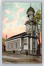 Bath ME-Maine, First Baptist Church, Antique Vintage Souvenir Postcard picture