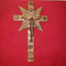 VTG ,BLESSED Hand Carved Wooden Wall Crucifix, Crafted Aprox 11 × 6.5