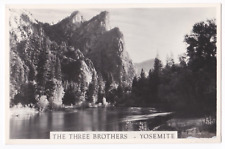 Yosemite Valley CA The Three Brothers Rock Formation Merced River RPPC Postcard picture